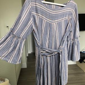 Striped maternity belted top- Small